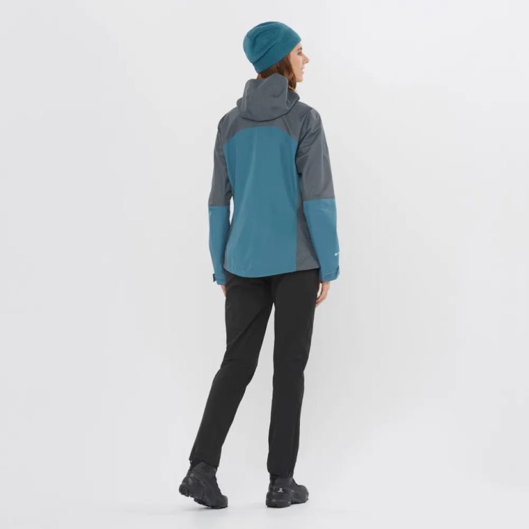 Blue / Dark Grey Salomon Outline GTX Hybrid Women's Shell Jackets | IE OT8097